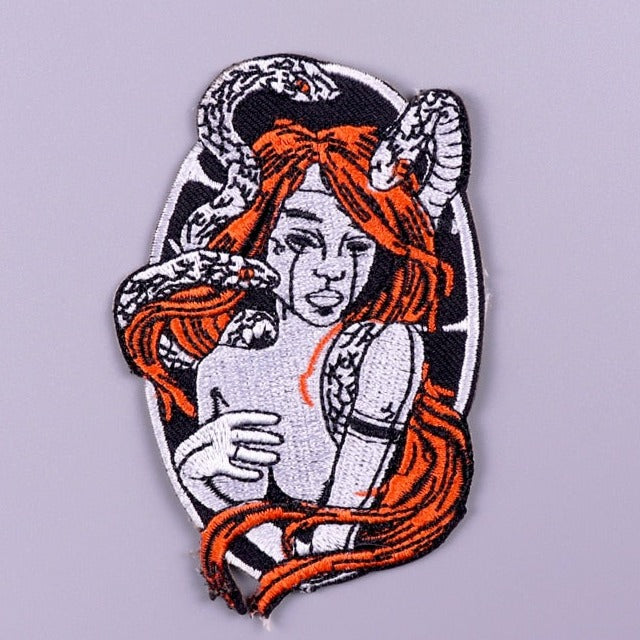 Cool 'Woman with Snakes | Portrait' Embroidered Patch