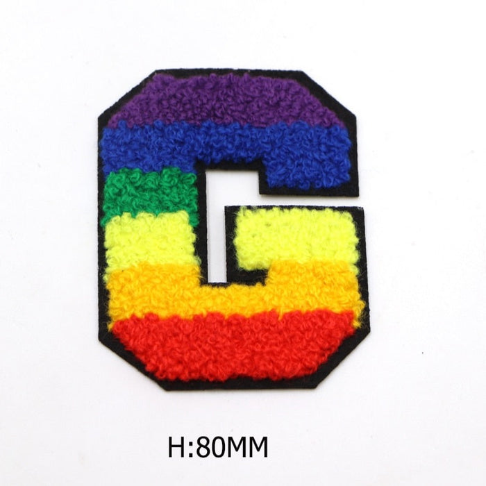 Rainbow Chenille 'Letter G' Embroidered Patch