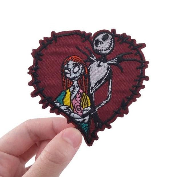 The Nightmare Before Christmas 'Jack and Sally | Heart Portrait' Embroidered Patch