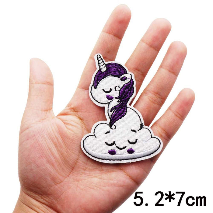 Cute 'Purple Unicorn | Sleeping On The Cloud' Embroidered Patch