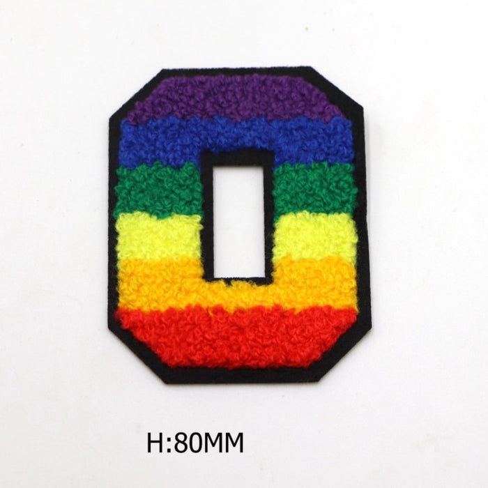 Rainbow Chenille 'Letter O' Embroidered Patch
