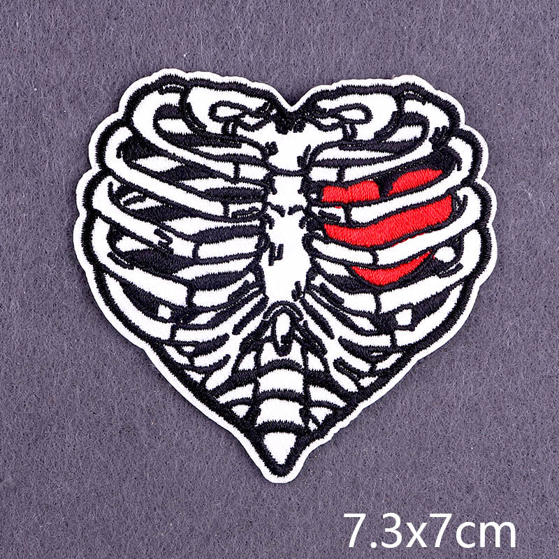 Cool 'Skeleton Rib Cage | Heart' Embroidered Patch