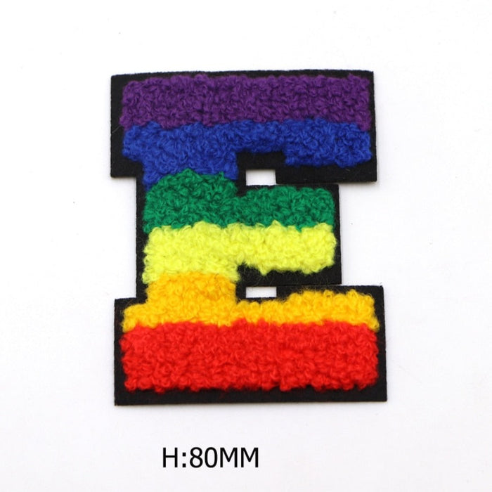 Rainbow Chenille 'Letter E' Embroidered Patch