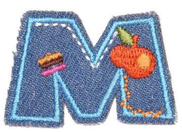 Letter M 'Denim Letter' Embroidered Patch