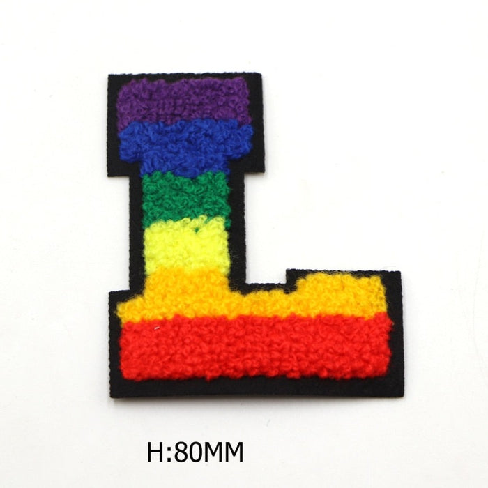 Rainbow Chenille 'Letter L' Embroidered Patch