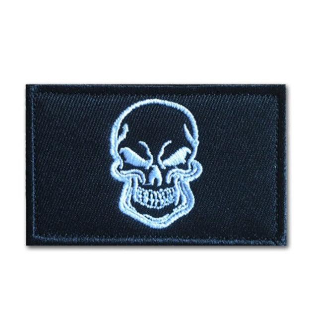 Creepy Skull 'Grinning' Embroidered Velcro Patch