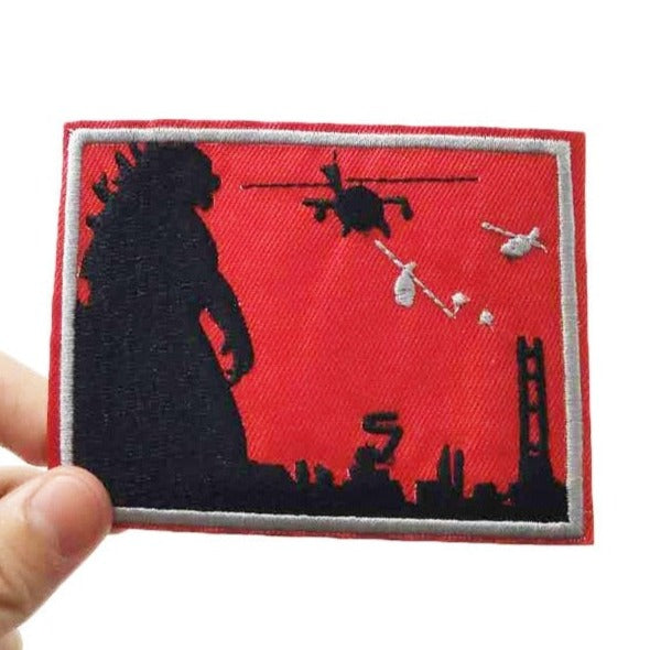 Godzilla Silhouette 'Helicopters' Embroidered Patch