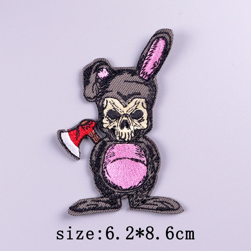 Skull 'Halloween Rabbit Costume' Embroidered Velcro Patch