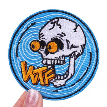Skull 'WTF | Shocked Eyes' Embroidered Patch
