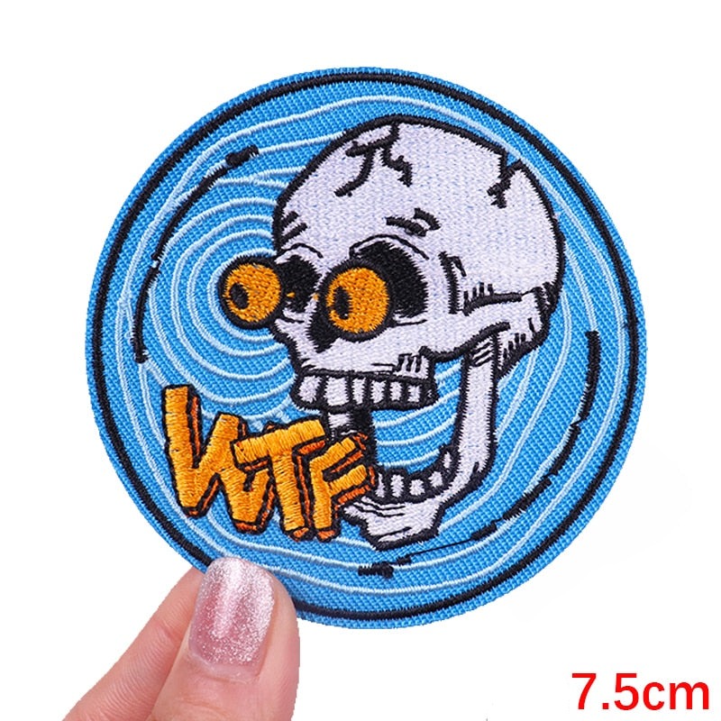 Skull 'WTF | Shocked Eyes' Embroidered Patch