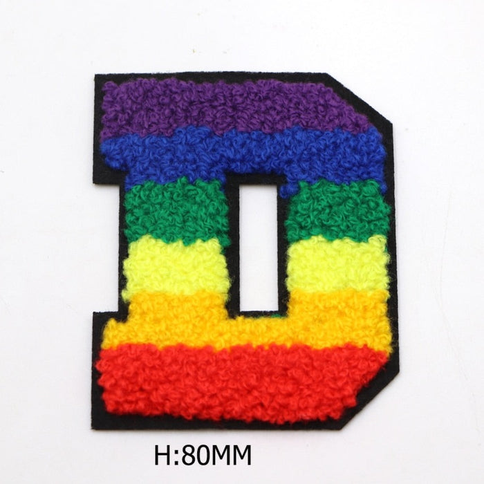 Rainbow Chenille 'Letter D' Embroidered Patch
