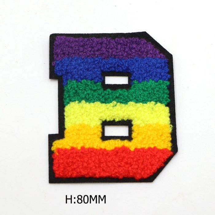 Rainbow Chenille 'Letter B' Embroidered Patch
