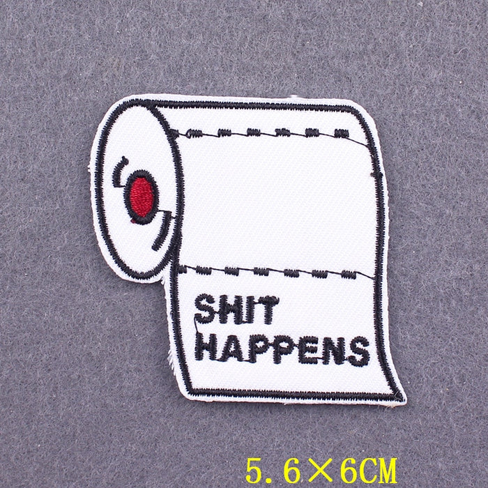 Funny 'Sh*t Happens | Toilet Paper Rolls' Embroidered Patch