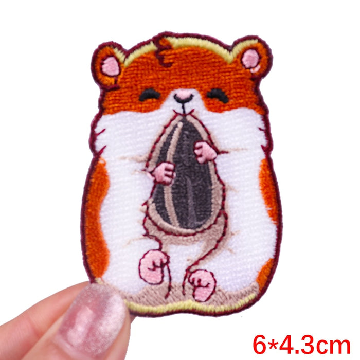 Cute 'Hamster | Eating Sunflower Seed' Embroidered Patch