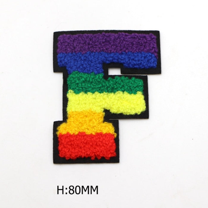 Rainbow Chenille 'Letter F' Embroidered Patch