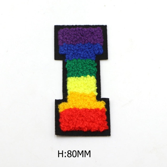 Rainbow Chenille 'Letter I' Embroidered Patch