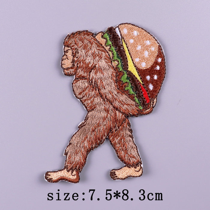 Gorilla 'Carrying A Hamburger | Walking' Embroidered Patch