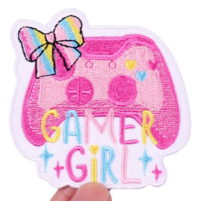 Cute 'Gamer Girl | Pink Controller' Embroidered Patch