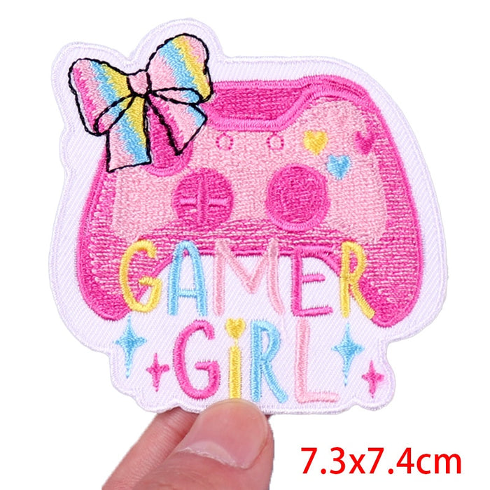Cute 'Gamer Girl | Pink Controller' Embroidered Patch