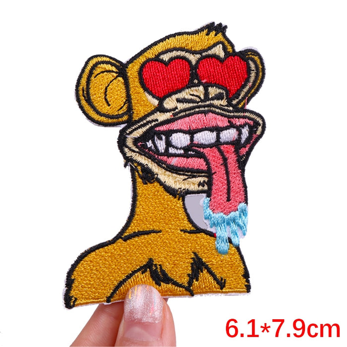Monkey 'In Love And Drooling' Embroidered Patch