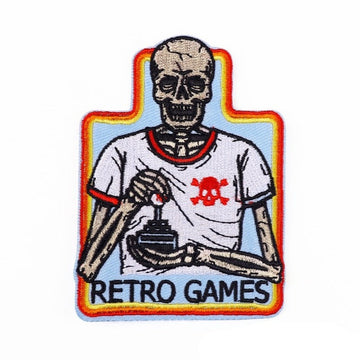 Skull 'Retro Games | Playing' Embroidered Patch