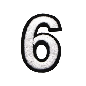 Black and White Number 'Six' Embroidered Patch