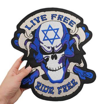 Skull 'Live And Ride Free | Israel Flag' Embroidered Patch
