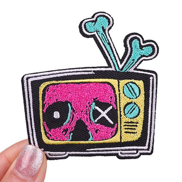 Cool 'Skull TV' Embroidered Patch