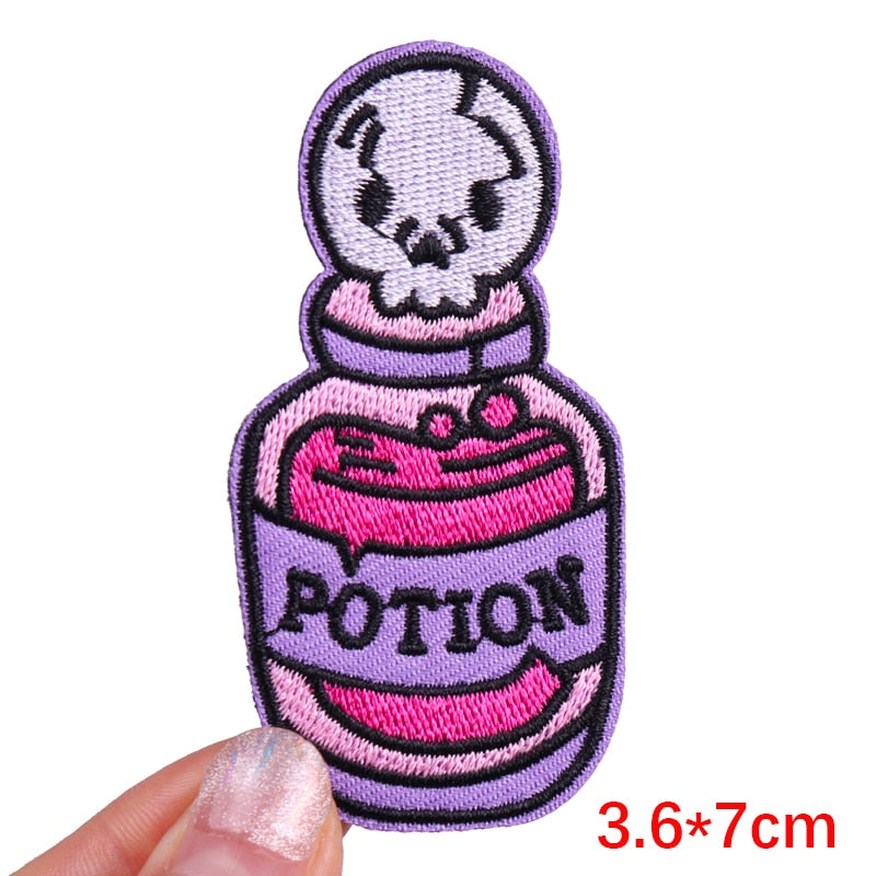 Cute 'Skull Bottle Potion' Embroidered Patch
