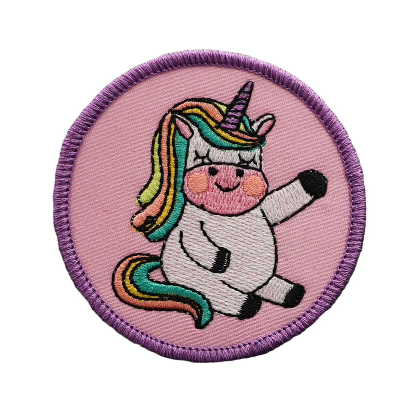 Unicorn 'Sitting | Raising Hand | Round' Embroidered Patch