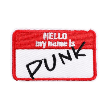 Name Tag 'Hello My Name Is Punk' Embroidered Patch