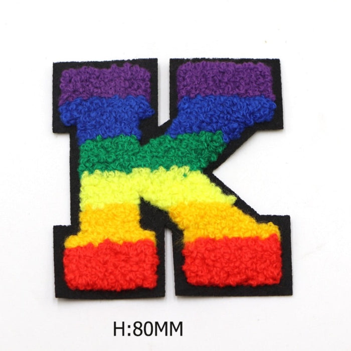 Rainbow Chenille 'Letter K' Embroidered Patch