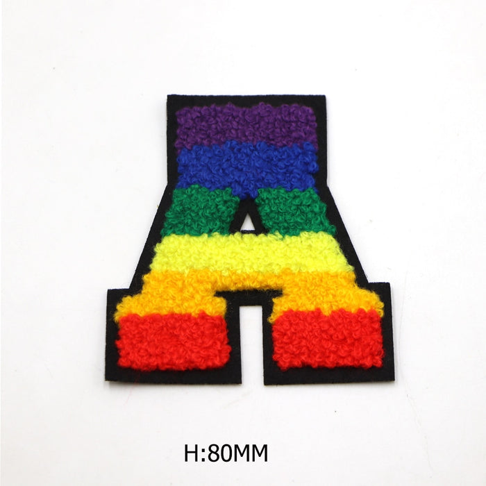 Rainbow Chenille 'Letter A' Embroidered Patch