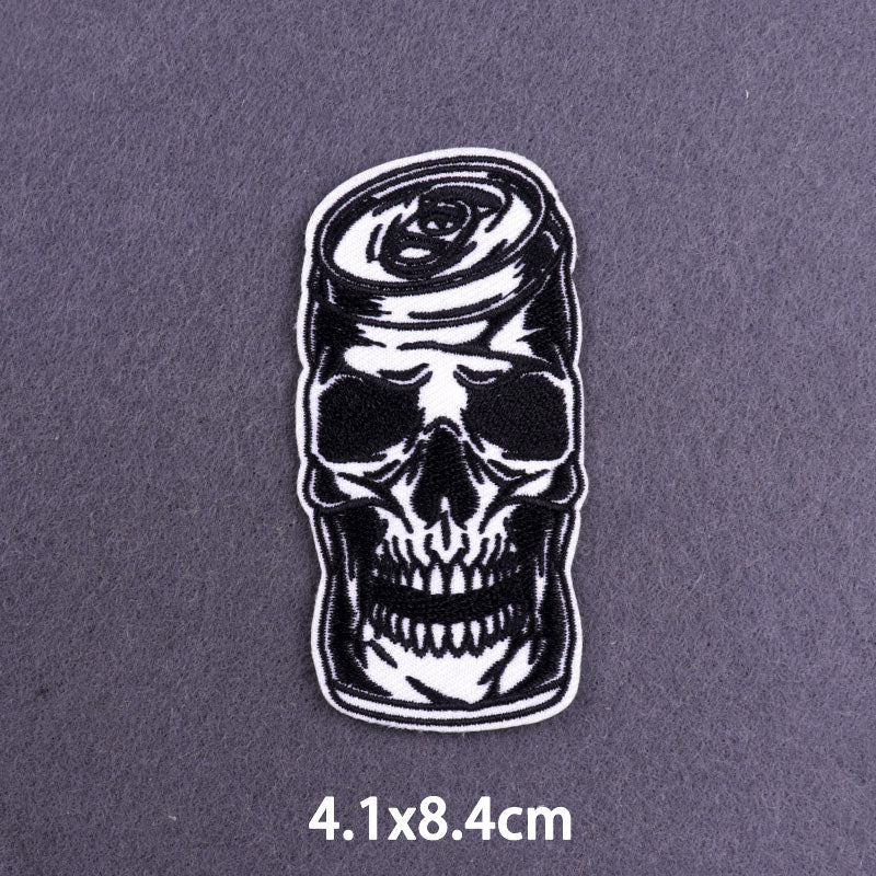Cool 'Skull In Can' Embroidered Patch