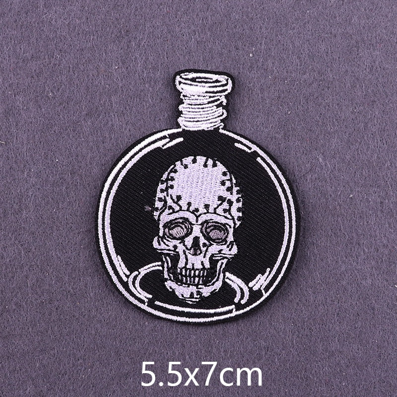 Cool 'Skull In A Potion Bottle' Embroidered Patch