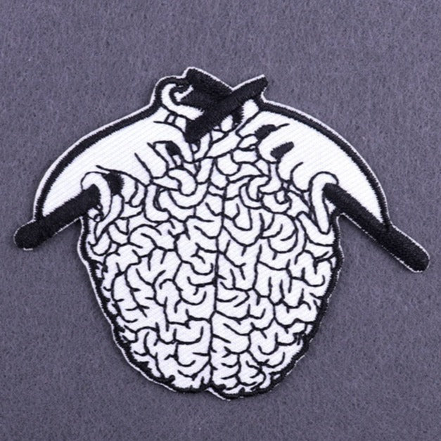 Cool 'Brain Knitting' Embroidered Patch