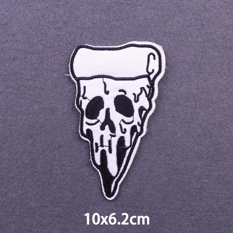 Skull 'Melting Pizza' Embroidered Patch