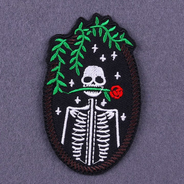 Skeleton 'Rose In Mouth' Embroidered Patch