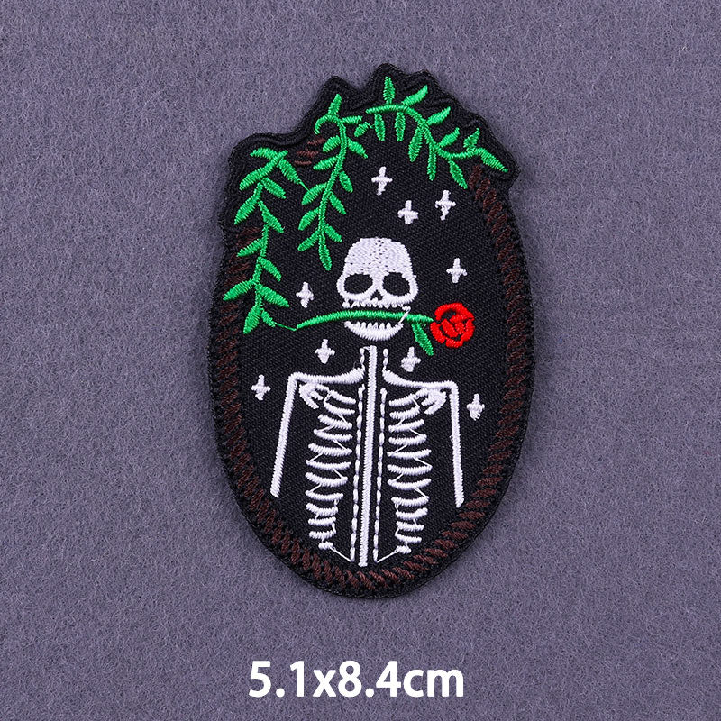 Skeleton 'Rose In Mouth' Embroidered Patch