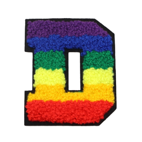 Rainbow Chenille 'Letter D' Embroidered Patch