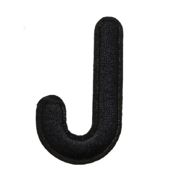 Letter J 'Black' Embroidered Patch