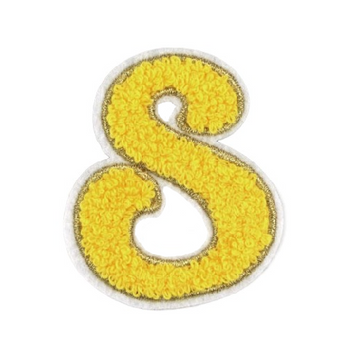 Cute Yellow Chenille 'Letter S' Embroidered Patch