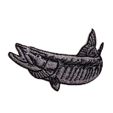 Muskellunge Fish 'Black' Embroidered Patch