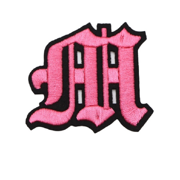 Gothic Font 'Letter M | Pink' Embroidered Patch