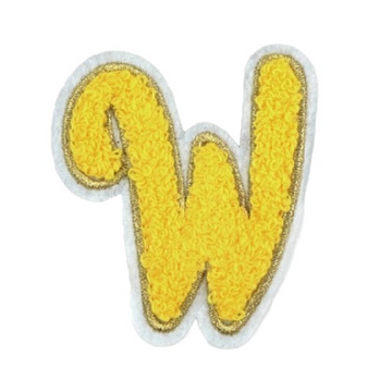 Cute Yellow Chenille 'Letter W' Embroidered Patch