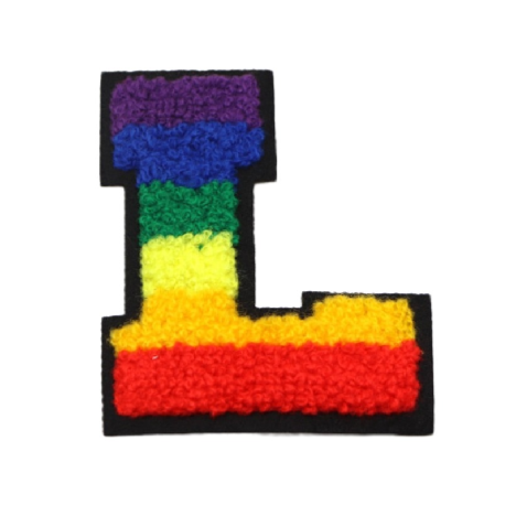 Rainbow Chenille 'Letter L' Embroidered Patch