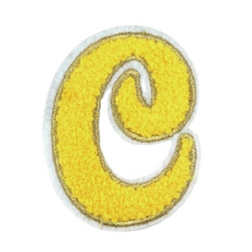 Cute Yellow Chenille 'Letter C' Embroidered Patch