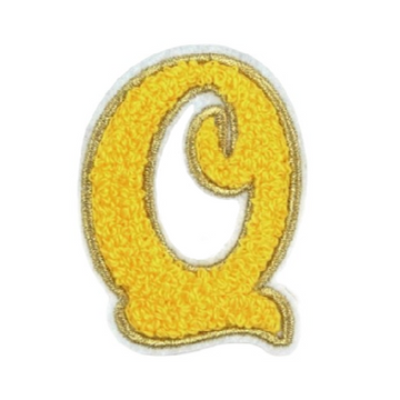 Cute Yellow Chenille 'Letter Q' Embroidered Patch