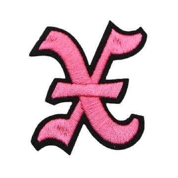 Gothic Font 'Letter X | Pink' Embroidered Patch