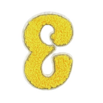 Cute Yellow Chenille 'Letter E' Embroidered Patch